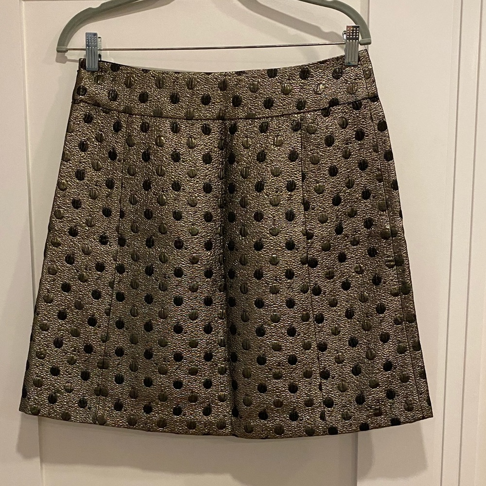 Tibi Metallic Gold Polka Dot Skirt Size 10